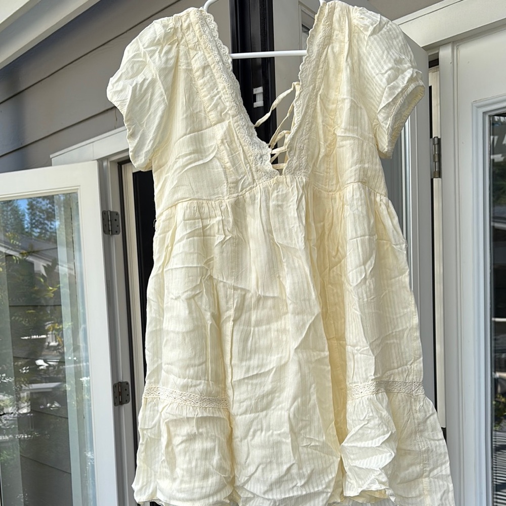 Urban Outfitters Cream Puff Sleeve Sundress
